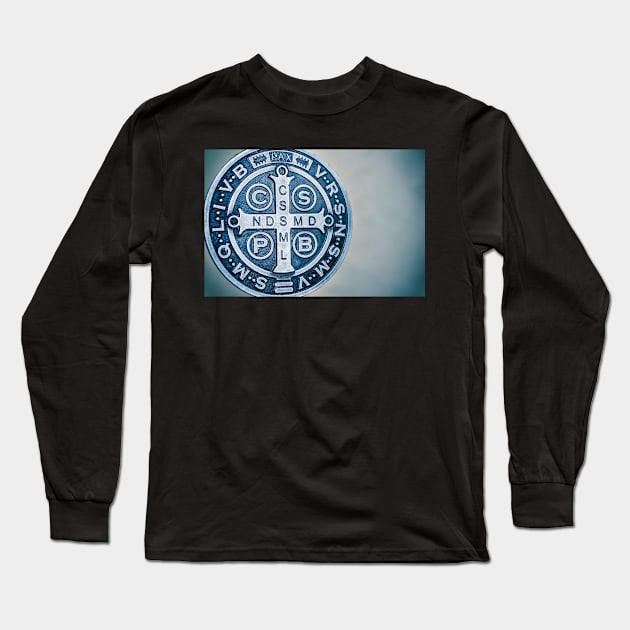 Saint Benedict Cross medal photograph Long Sleeve T-Shirt by bernardojbp